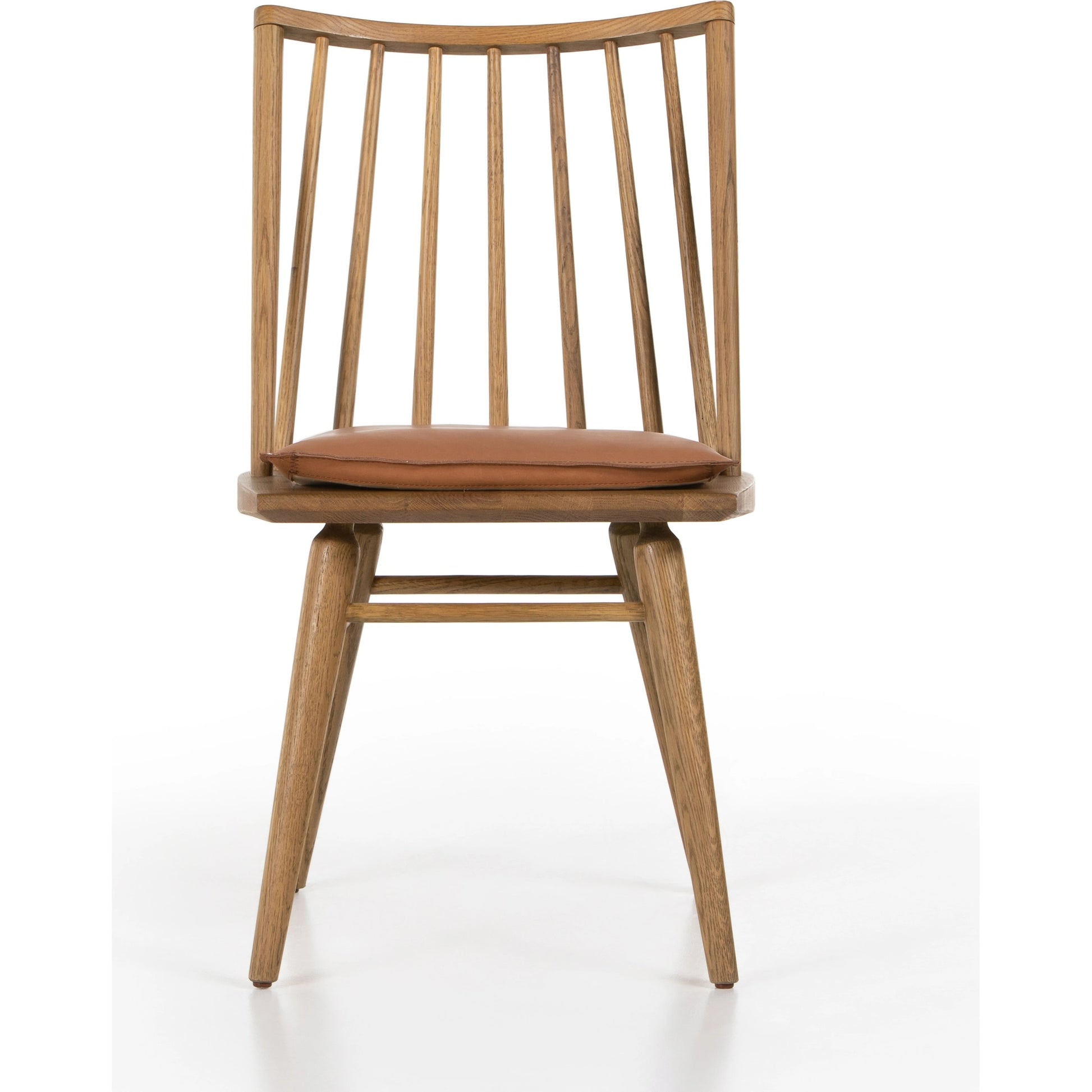 Lewis Windsor Chair with Cushion by Four Hands. Made from top grain leather, solid oak in a modern style.