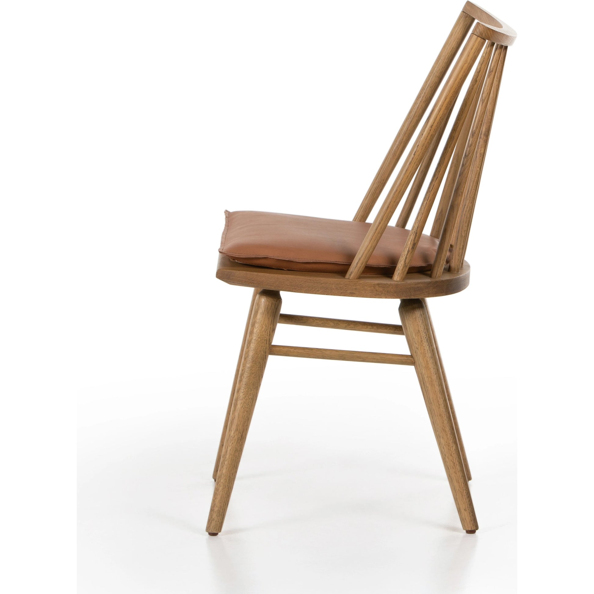Lewis Windsor Chair with Cushion by Four Hands. Made from top grain leather, solid oak in a modern style.