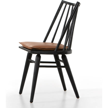 Lewis Windsor Chair with Cushion by Four Hands. Made from top grain leather, solid oak in a modern style.