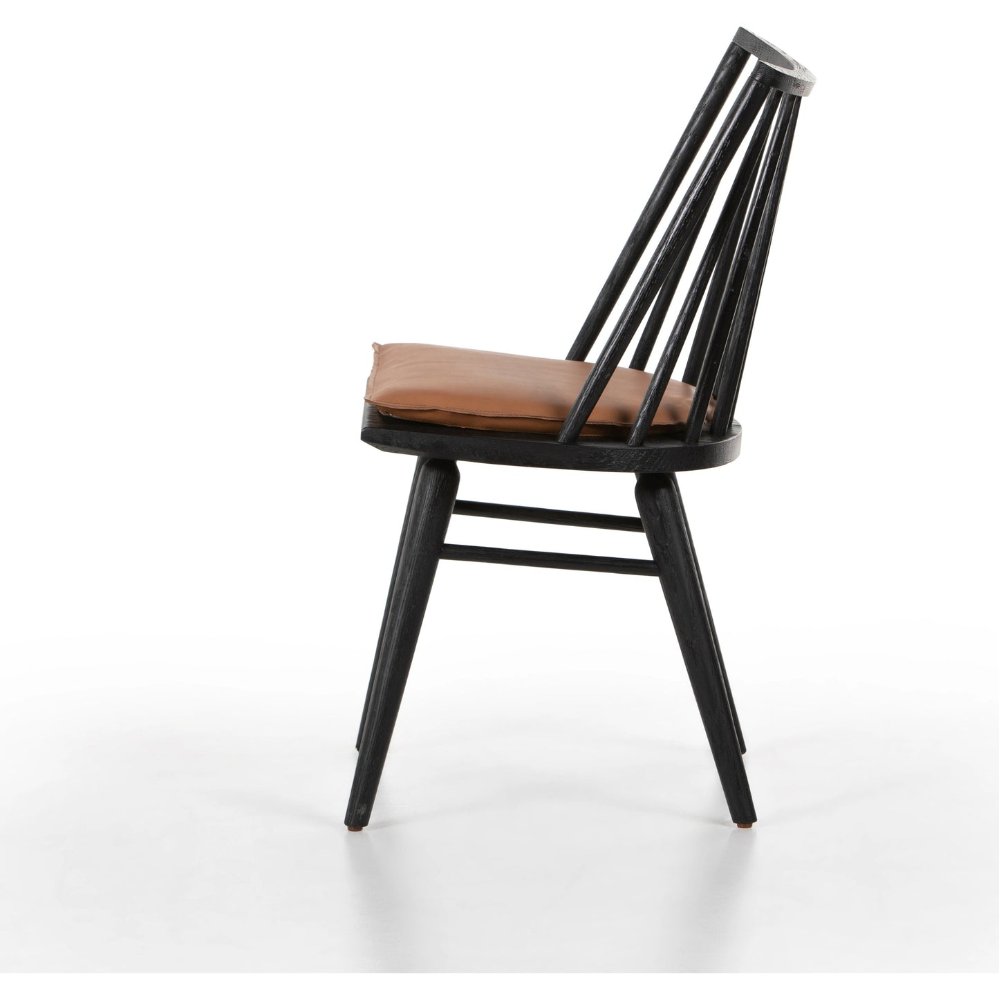 014 SI-1980508 | Additional Silo | Lewis Windsor Chair with Cushion by Four Hands. Made from top grain leather, solid oak in a modern style.