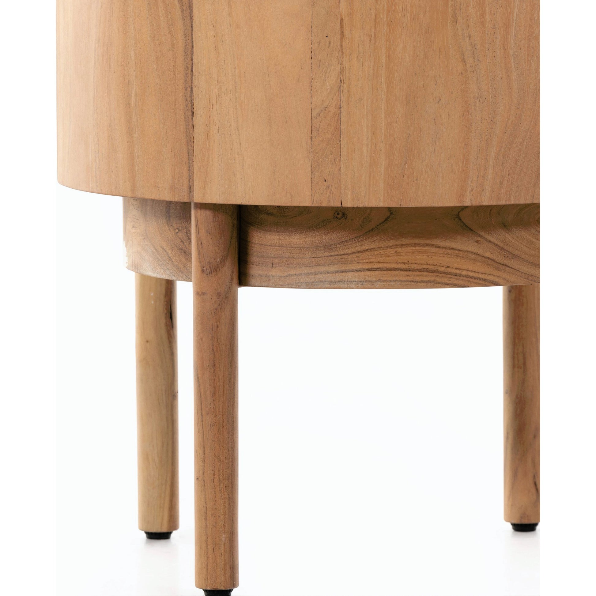 Atmore End Table by Four Hands in natural acacia. Made from thin acacia veneer, solid acacia in a modern style.