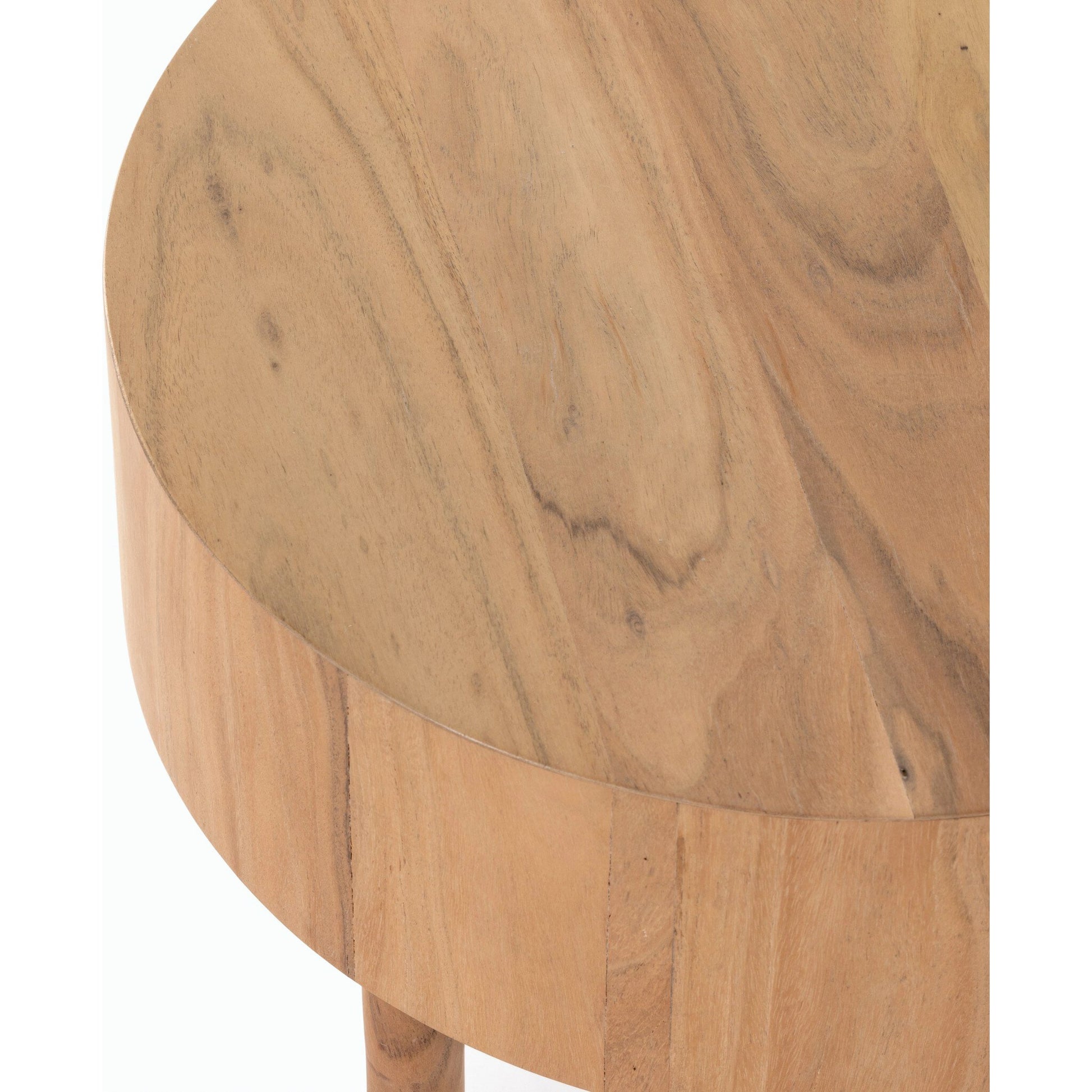 Atmore End Table by Four Hands in natural acacia. Made from thin acacia veneer, solid acacia in a modern style.