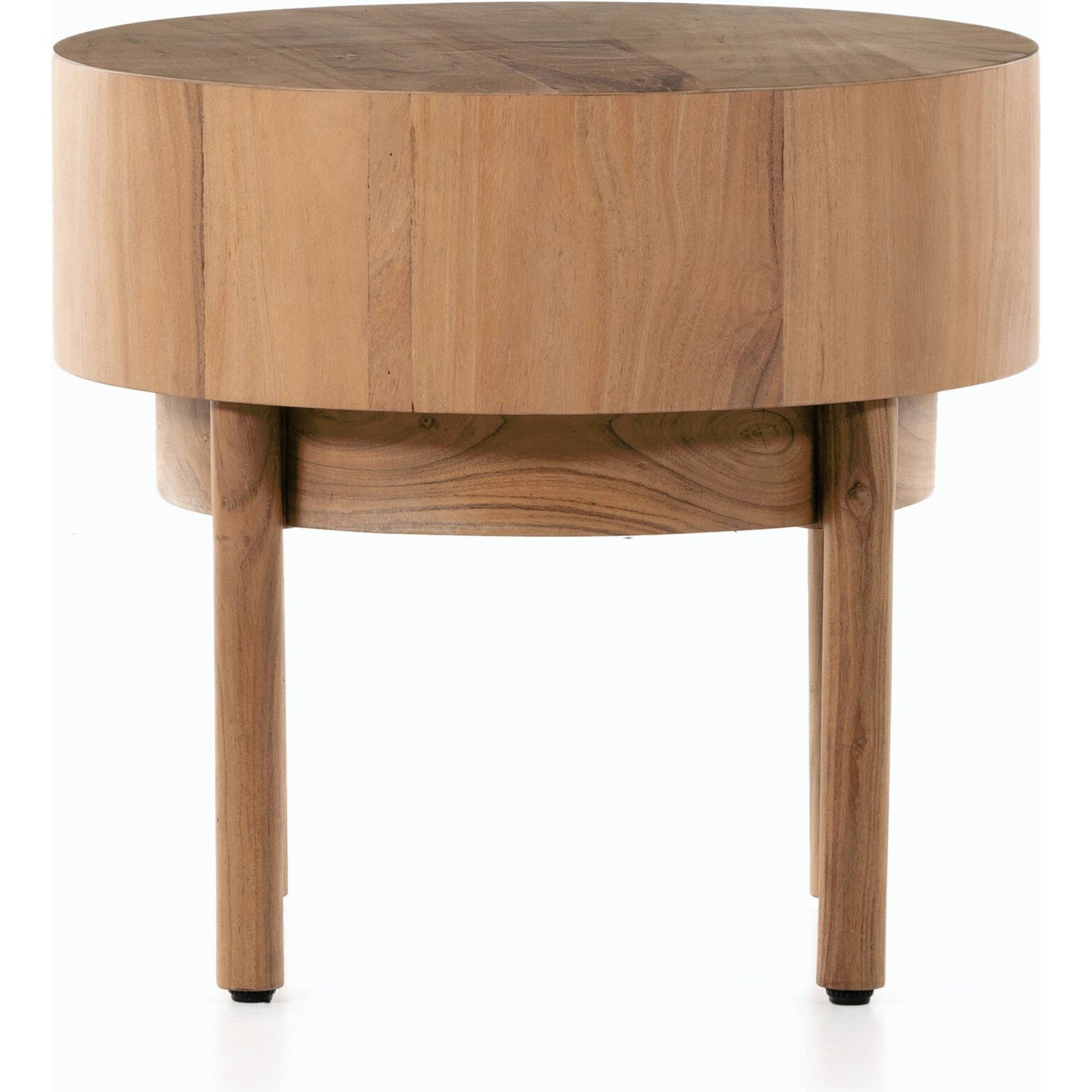 Atmore End Table by Four Hands in natural acacia. Made from thin acacia veneer, solid acacia in a modern style.