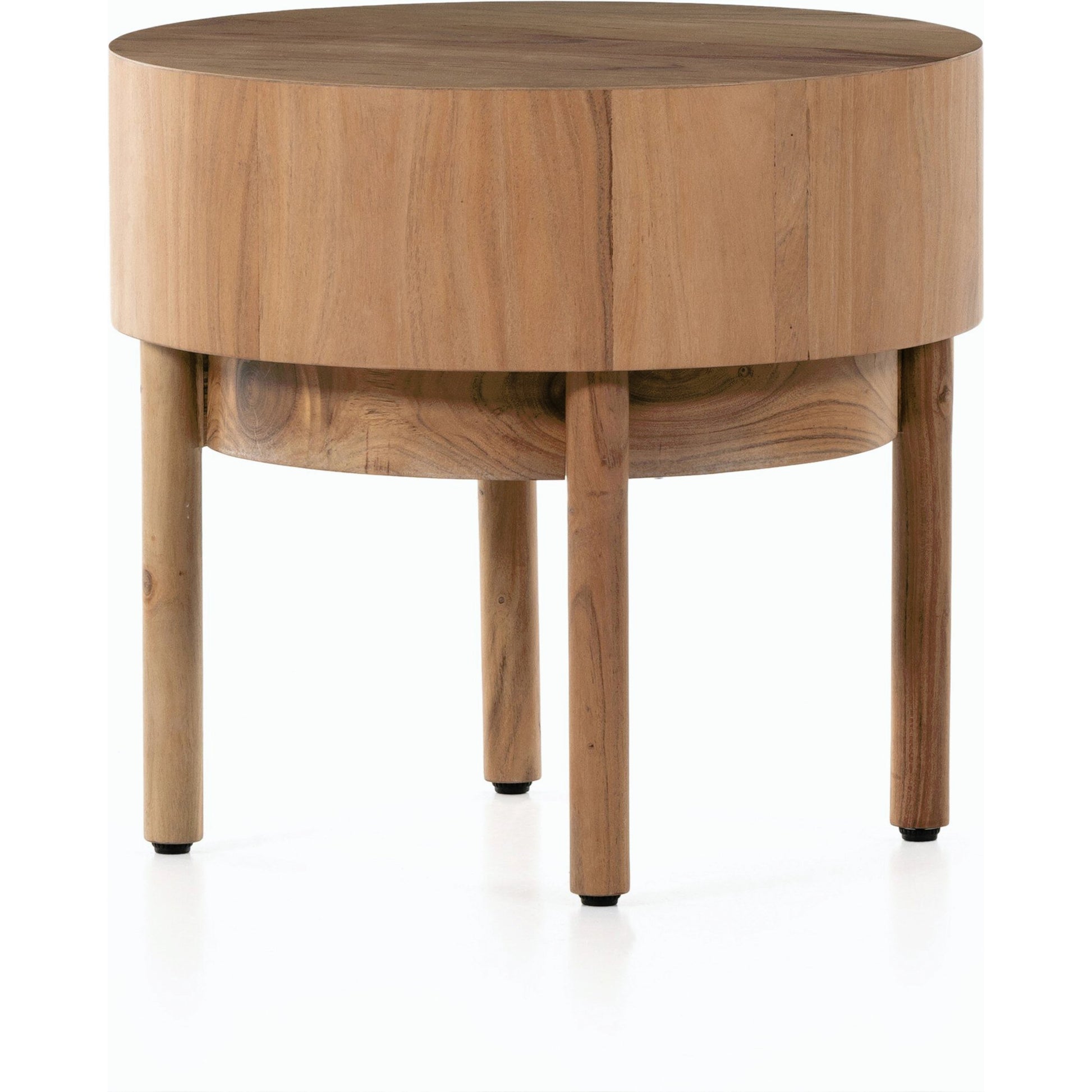 Atmore End Table by Four Hands in natural acacia. Made from thin acacia veneer, solid acacia in a modern style.