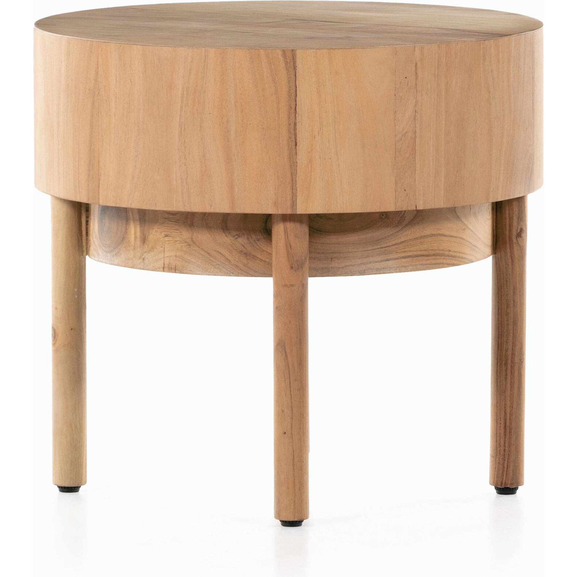 Atmore End Table by Four Hands in natural acacia. Made from thin acacia veneer, solid acacia in a modern style.
