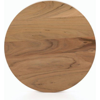 Atmore End Table by Four Hands in natural acacia. Made from thin acacia veneer, solid acacia in a modern style.