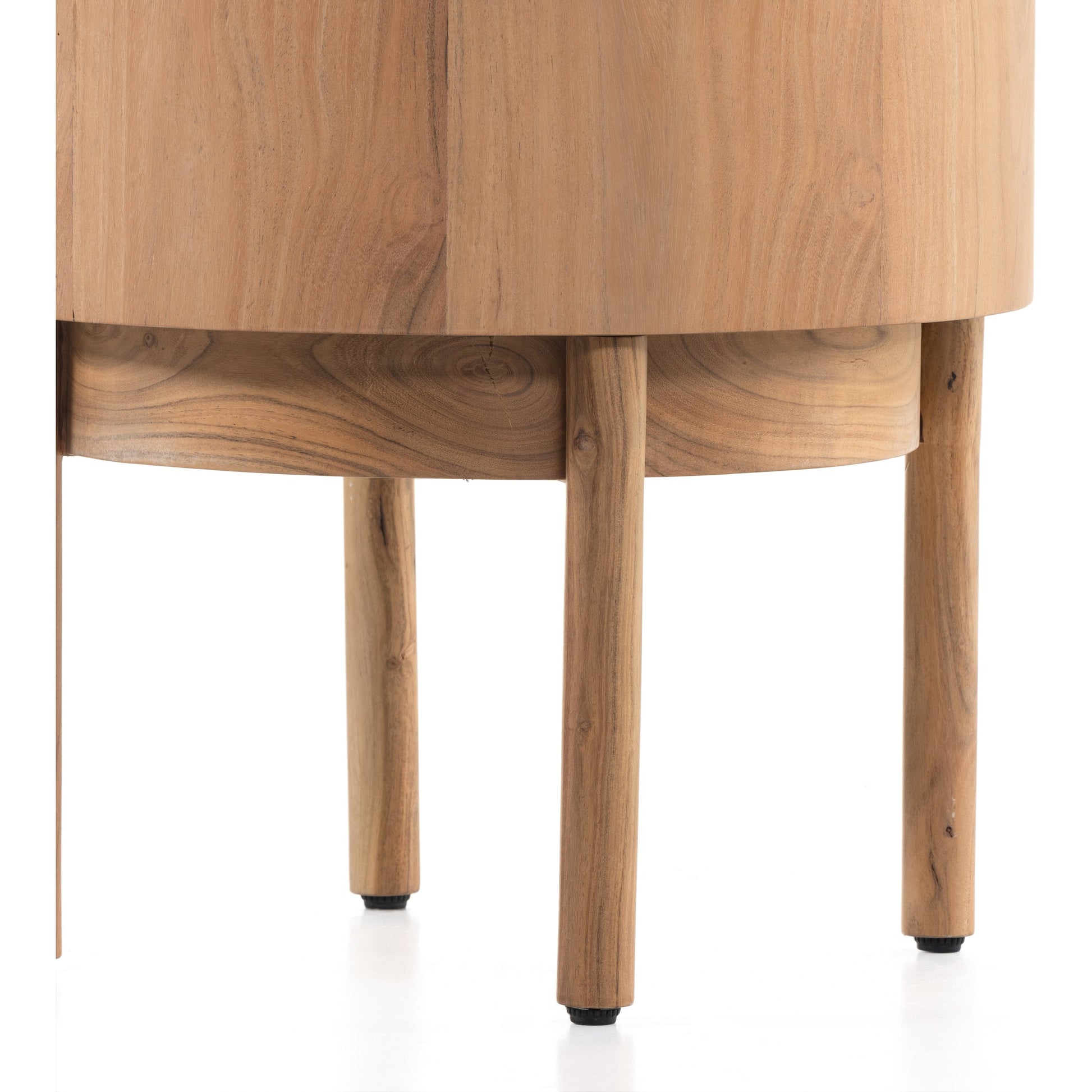 Atmore End Table by Four Hands in natural acacia. Made from thin acacia veneer, solid acacia in a modern style.
