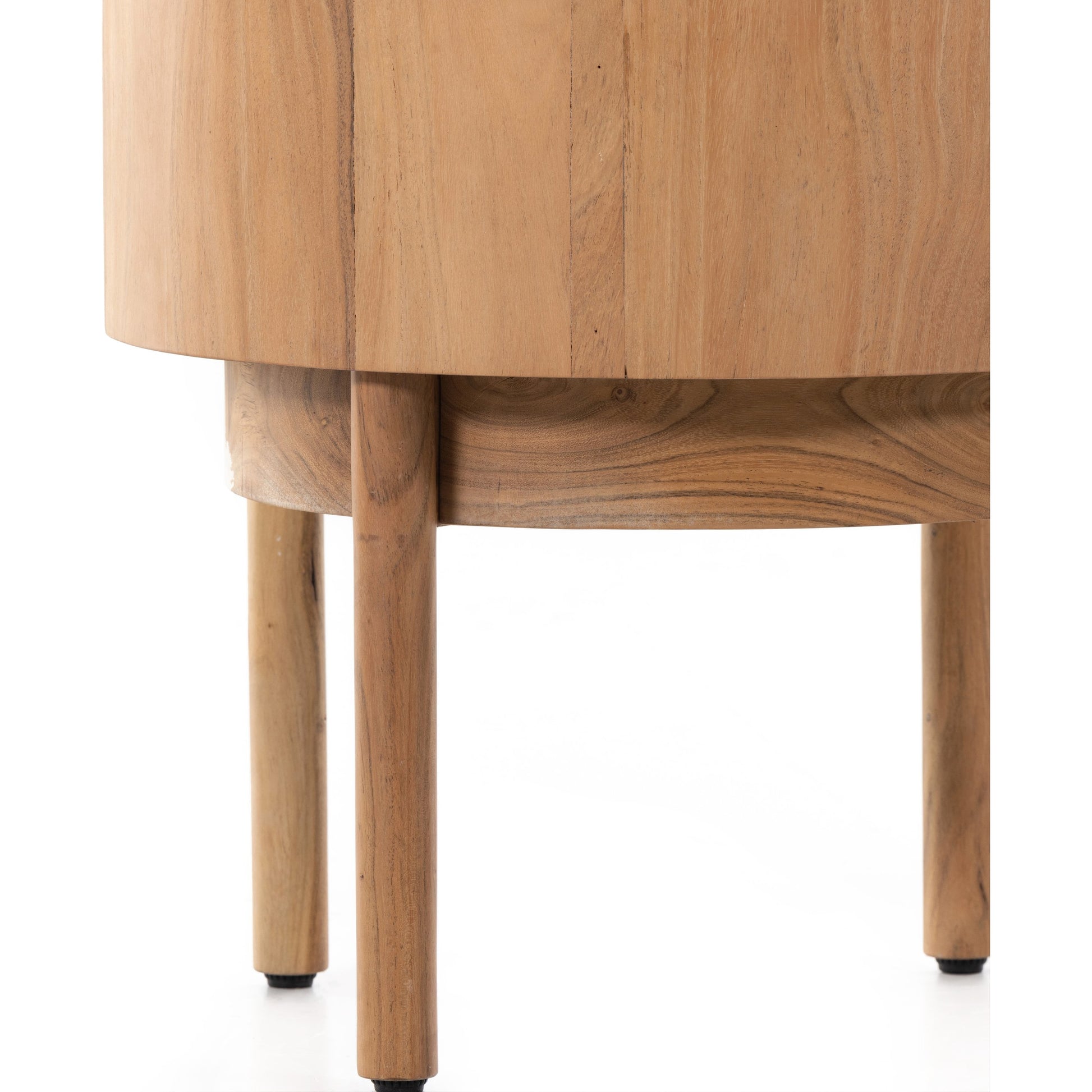 Atmore End Table by Four Hands in natural acacia. Made from thin acacia veneer, solid acacia in a modern style.