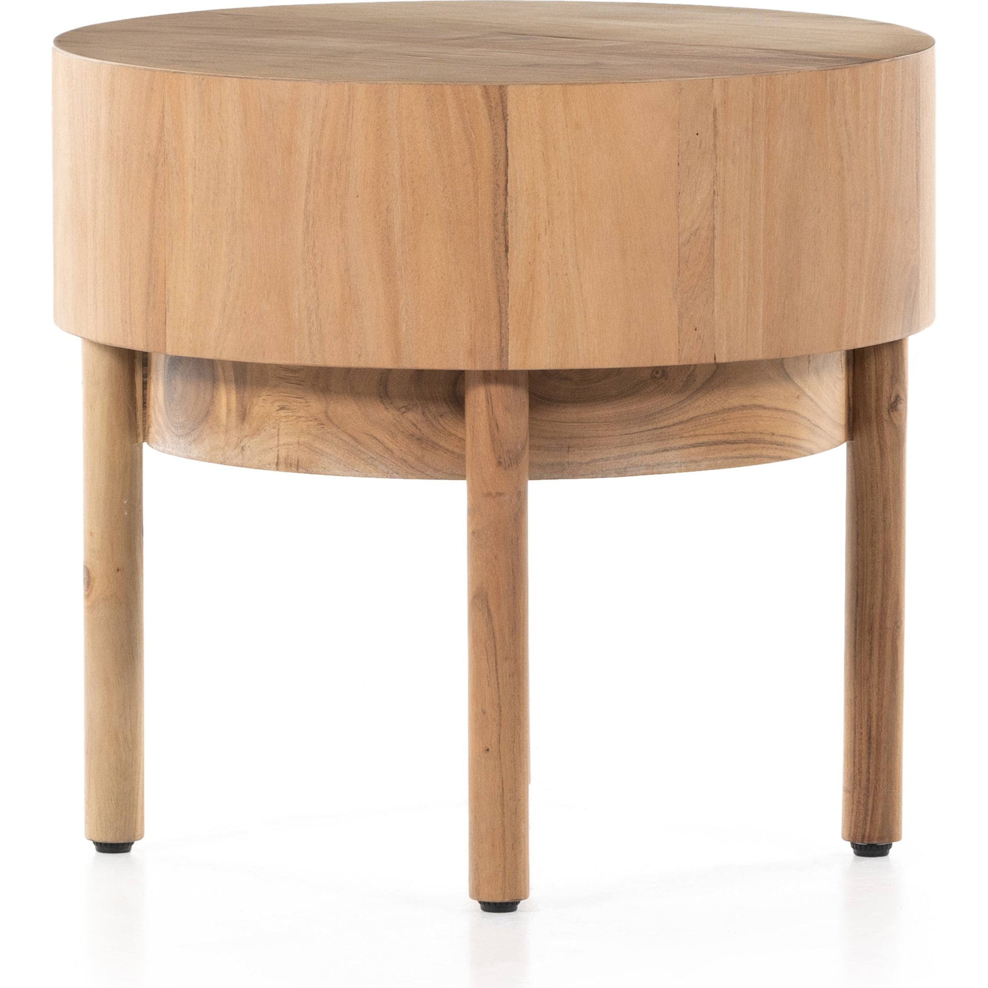 Atmore End Table by Four Hands in natural acacia. Made from thin acacia veneer, solid acacia in a modern style.