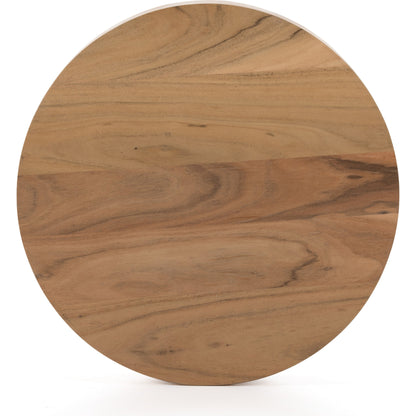 Atmore End Table by Four Hands in natural acacia. Made from thin acacia veneer, solid acacia in a modern style.