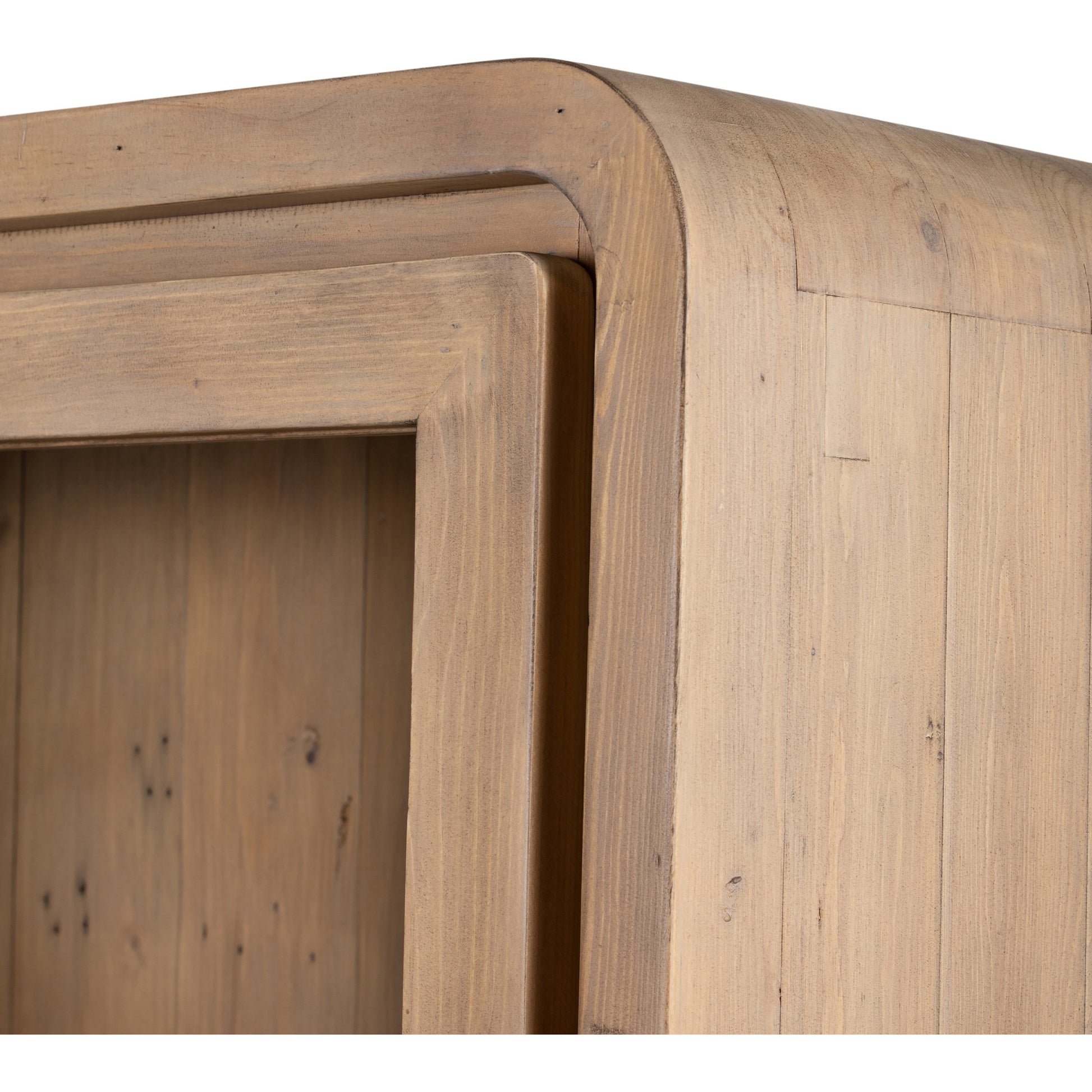 Everson Cabinet by Four Hands in scrubbed teak. Made from solid mixed reclaimed wood in a cottage & farmhouse style.