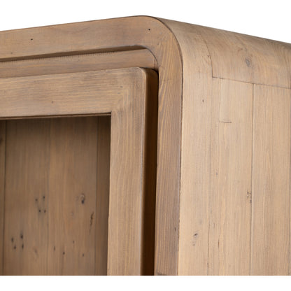 Everson Cabinet by Four Hands in scrubbed teak. Made from solid mixed reclaimed wood in a cottage & farmhouse style.