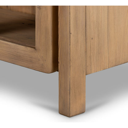 Everson Cabinet by Four Hands in scrubbed teak. Made from solid mixed reclaimed wood in a cottage & farmhouse style.