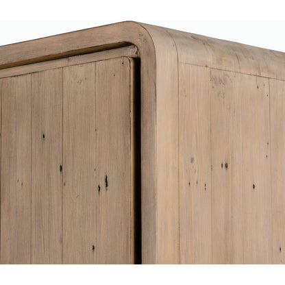Everson Cabinet by Four Hands in scrubbed teak. Made from solid mixed reclaimed wood in a cottage & farmhouse style.