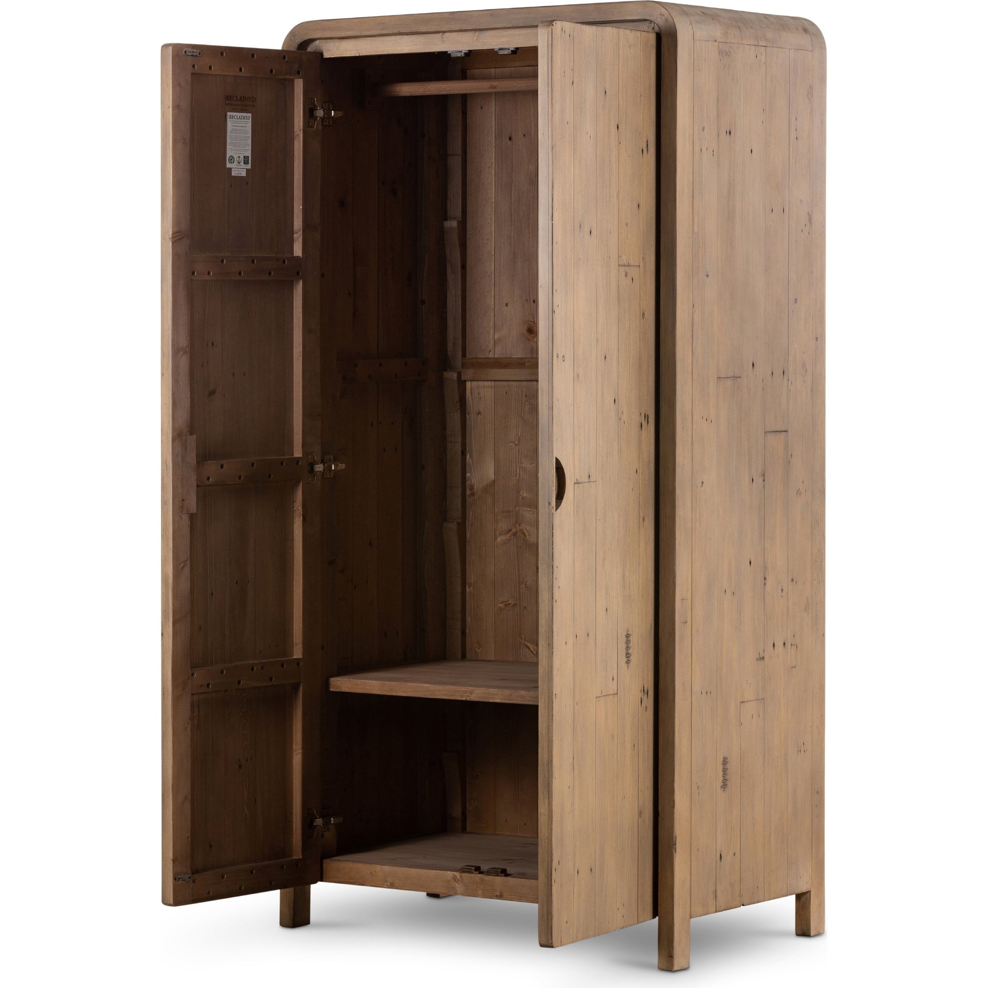 Everson Cabinet by Four Hands in scrubbed teak. Made from solid mixed reclaimed wood in a cottage & farmhouse style.