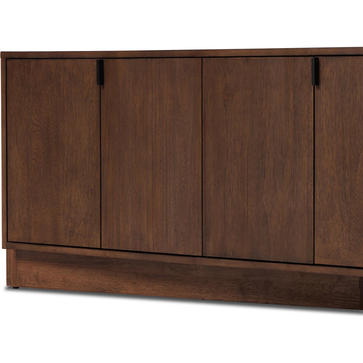 007 SI-2001080 | Closeup | Castillo Media Console by Four Hands in chestnut parawood. Made from solid parawood, rubberwood veneer in a modern style.