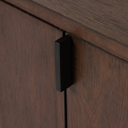 Castillo Media Console by Four Hands in chestnut parawood. Made from solid parawood, rubberwood veneer in a modern style.