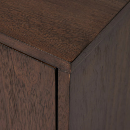Castillo Media Console by Four Hands in chestnut parawood. Made from solid parawood, rubberwood veneer in a modern style.