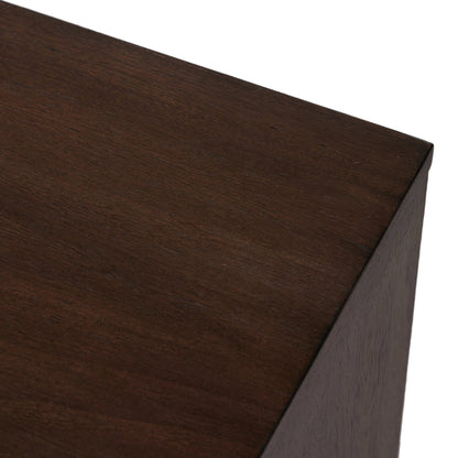 Castillo Media Console by Four Hands in chestnut parawood. Made from solid parawood, rubberwood veneer in a modern style.
