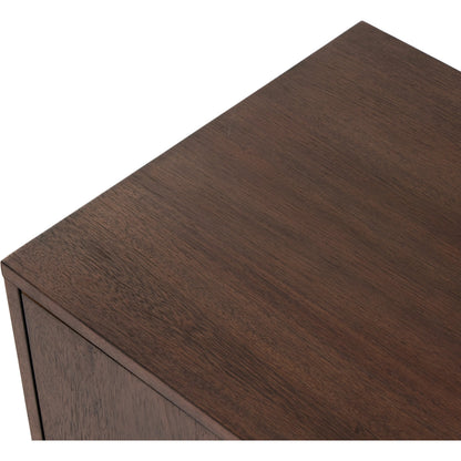 Castillo Media Console by Four Hands in chestnut parawood. Made from solid parawood, rubberwood veneer in a modern style.