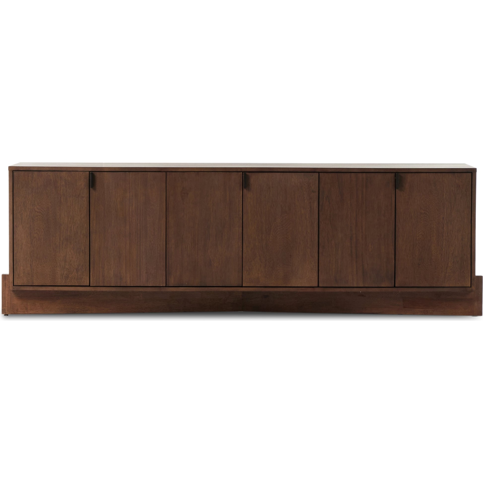 Castillo Media Console by Four Hands in chestnut parawood. Made from solid parawood, rubberwood veneer in a modern style.