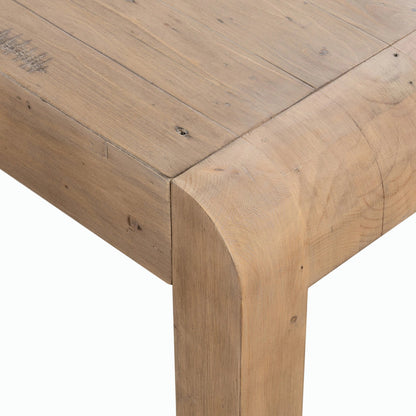 Everson Dining Table by Four Hands in scrubbed teak. Made from solid mixed reclaimed wood in a transitional style.