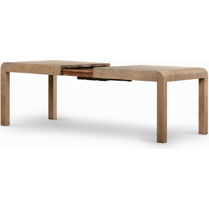 Everson Dining Table by Four Hands in scrubbed teak. Made from solid mixed reclaimed wood in a transitional style.