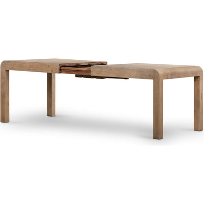Everson Dining Table by Four Hands in scrubbed teak. Made from solid mixed reclaimed wood in a transitional style.