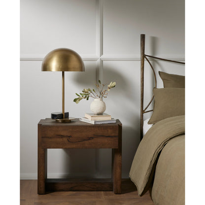 Zanda Table Lamp by Four Hands in antique brass, black italian marble. Made from solid marble, stainless steel in a modern style.
