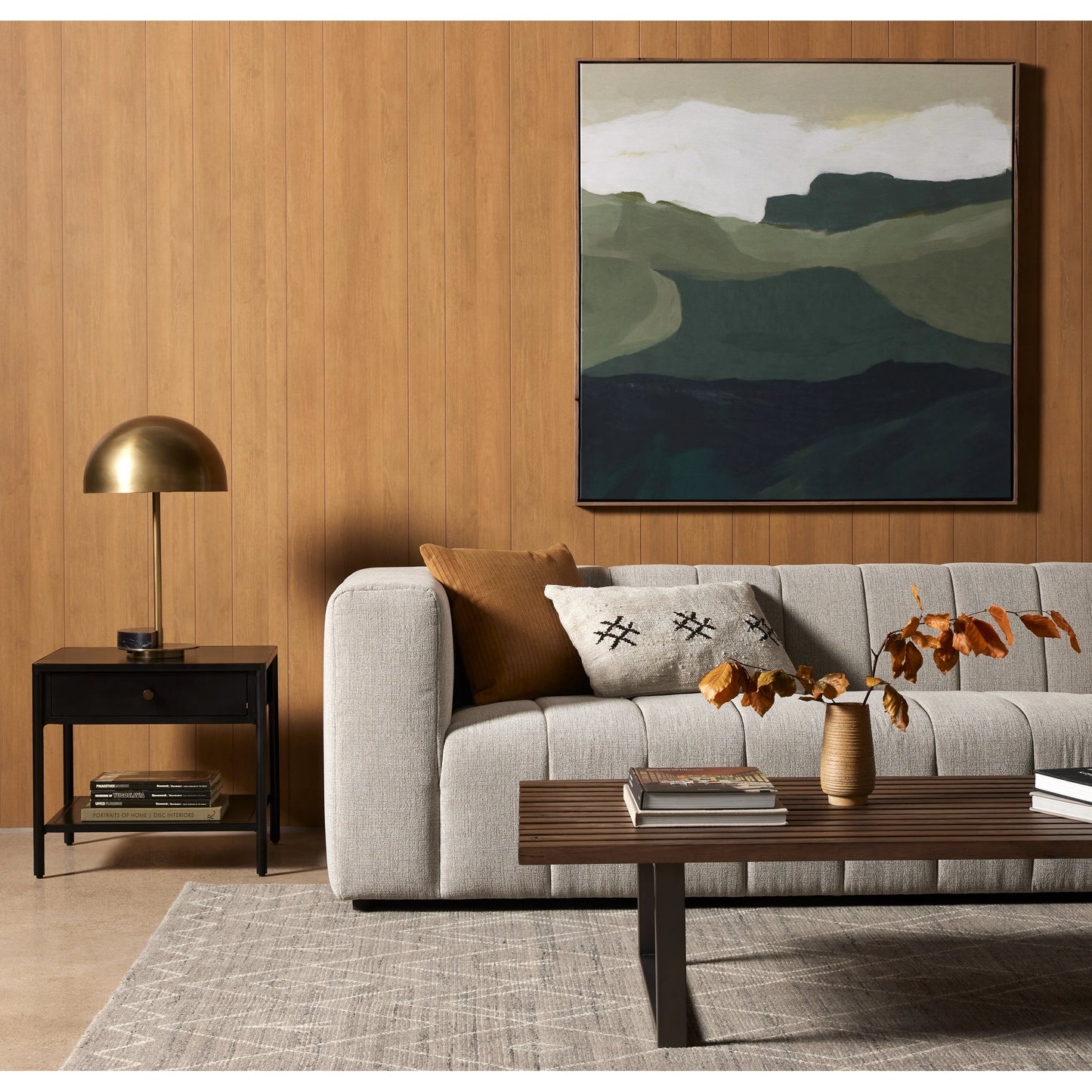 044 SI-1980797 | Lifestyle | Zanda Table Lamp by Four Hands in antique brass, black italian marble. Made from solid marble, stainless steel in a modern style.