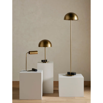 Zanda Table Lamp by Four Hands in antique brass, black italian marble. Made from solid marble, stainless steel in a modern style.