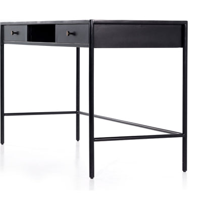 Soto Desk by Four Hands in black, weathered bronze and black. Made from iron in a modern style.