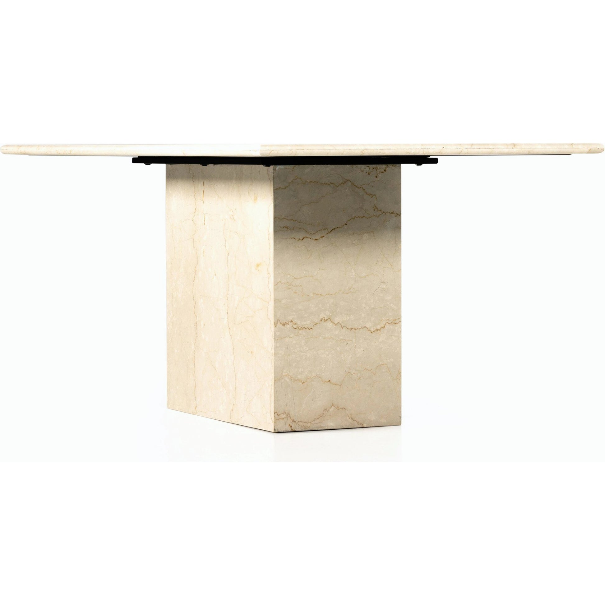 Arum Dining Table by Four Hands in cream marble. Made from solid marble in a coastal style.