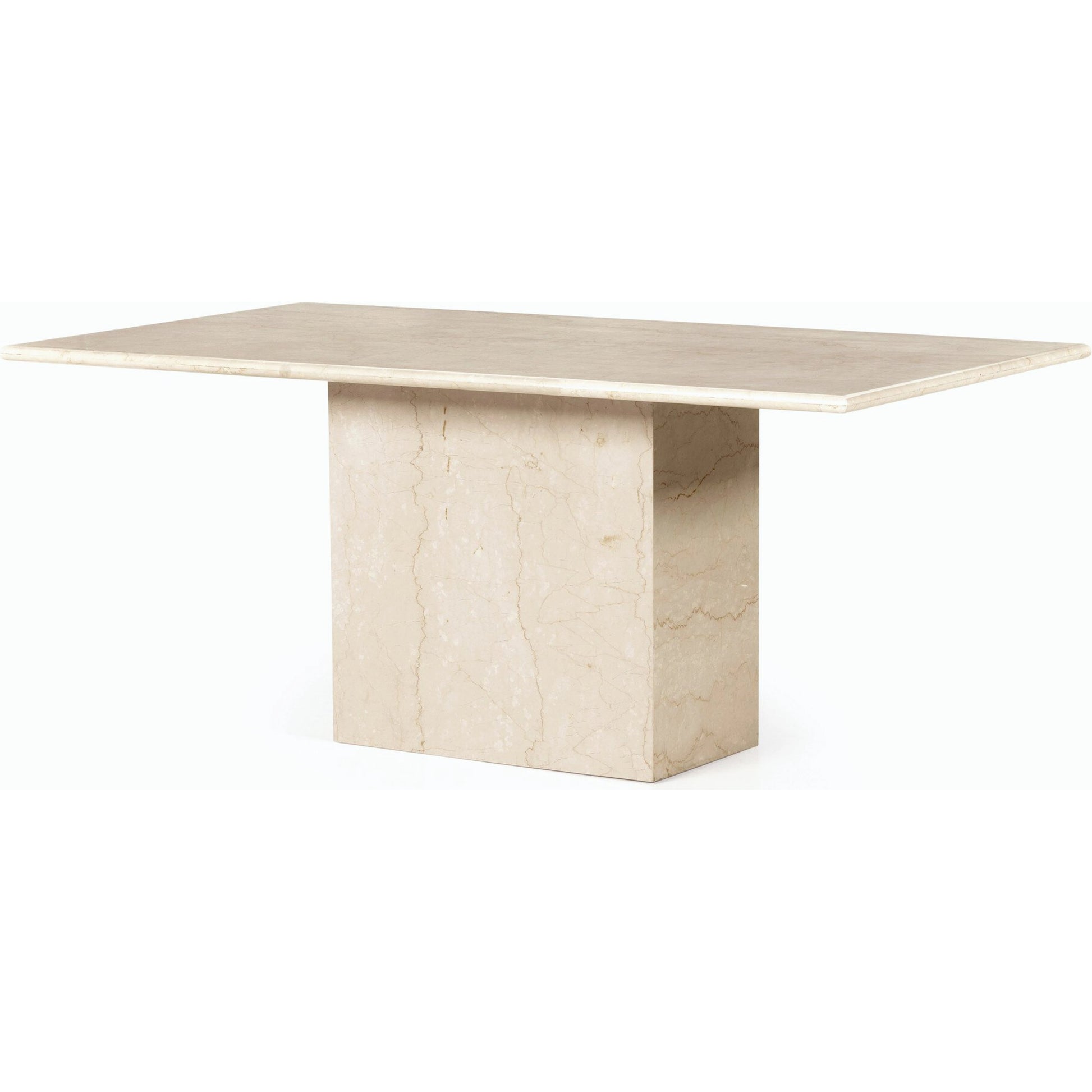 Arum Dining Table by Four Hands in cream marble. Made from solid marble in a coastal style.