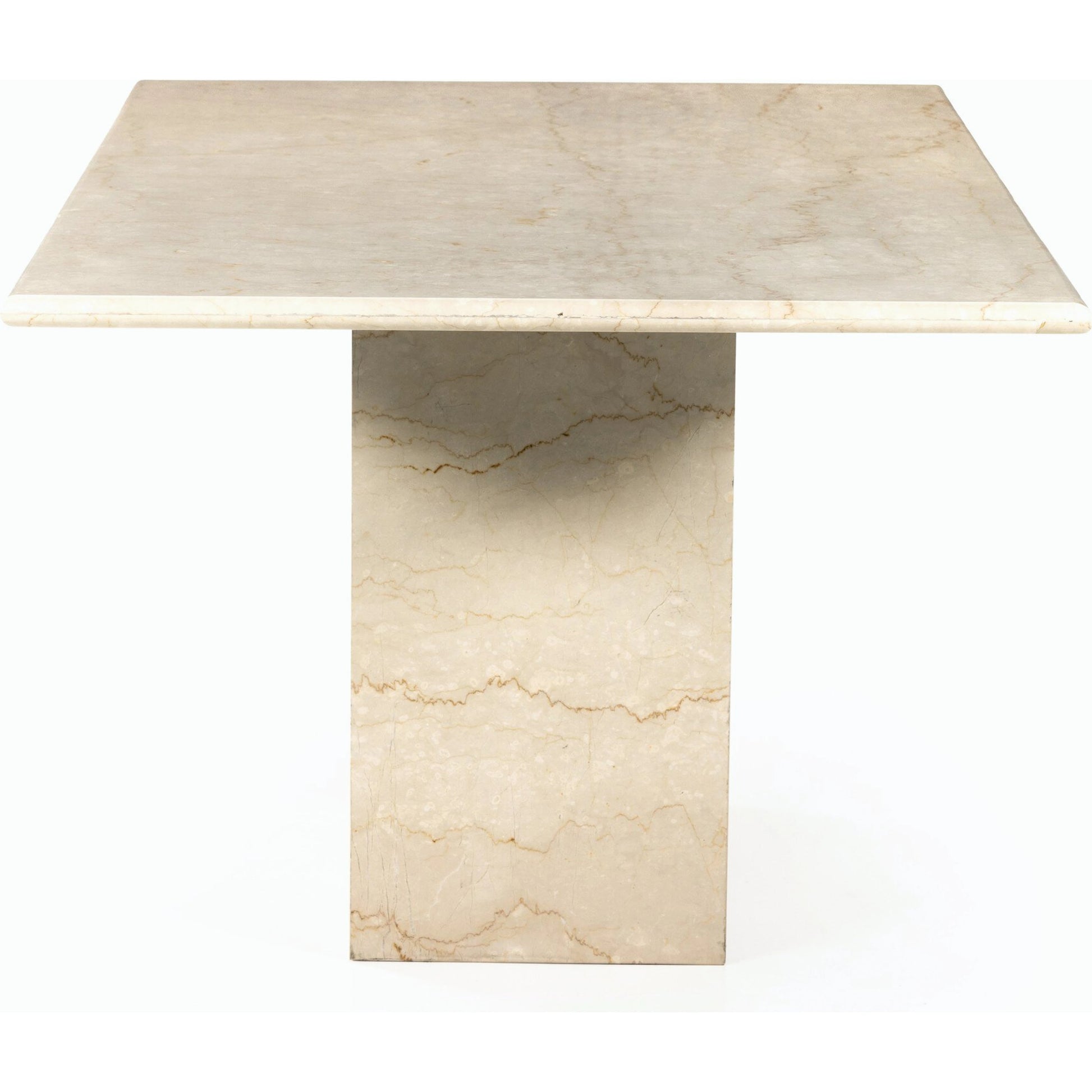 Arum Dining Table by Four Hands in cream marble. Made from solid marble in a coastal style.