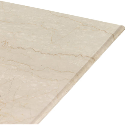 Arum Dining Table by Four Hands in cream marble. Made from solid marble in a coastal style.