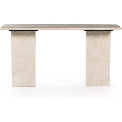 Arum Desk by Four Hands in cream marble. Made from solid marble in a modern style.