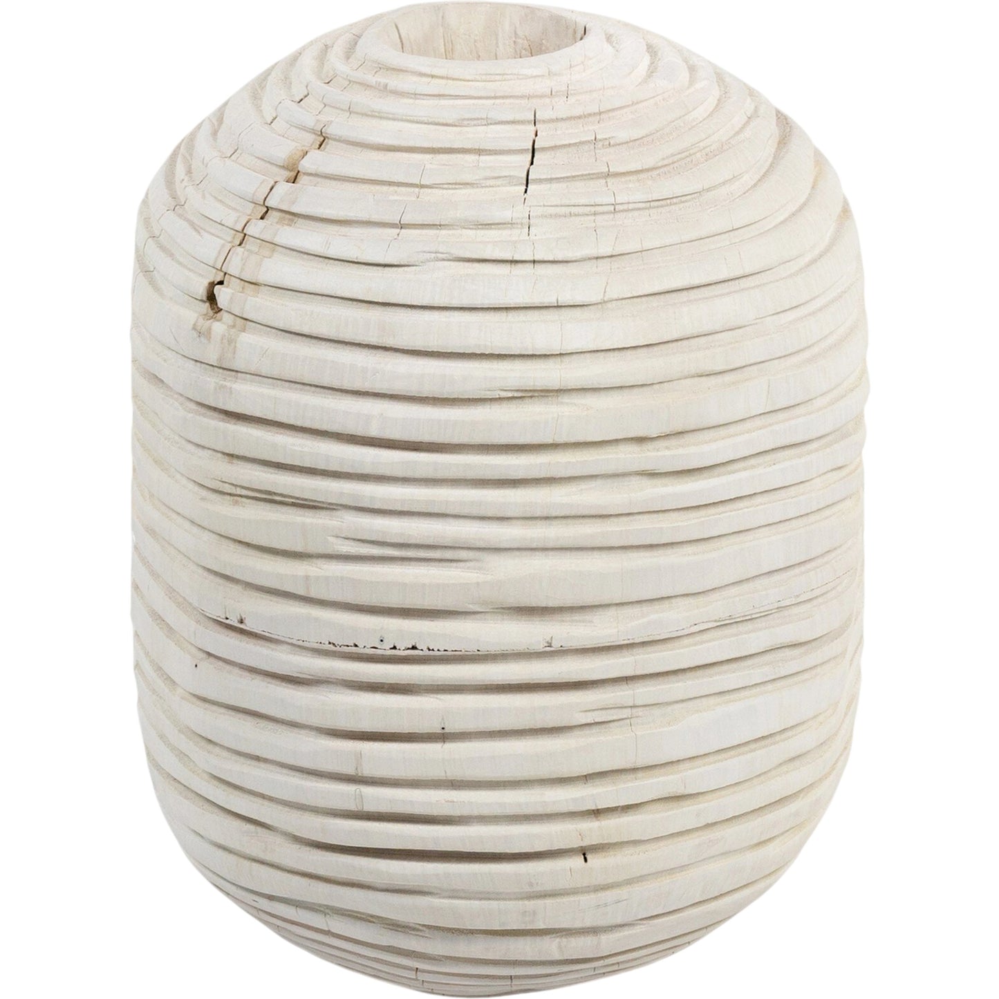 028 SI-1799402 | Primary Silo | Beto Banded Vase by Four Hands in ivory. Made from solid mixed reclaimed wood in a cottage & farmhouse style.