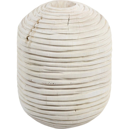 Beto Banded Vase by Four Hands in ivory. Made from solid mixed reclaimed wood in a cottage & farmhouse style.