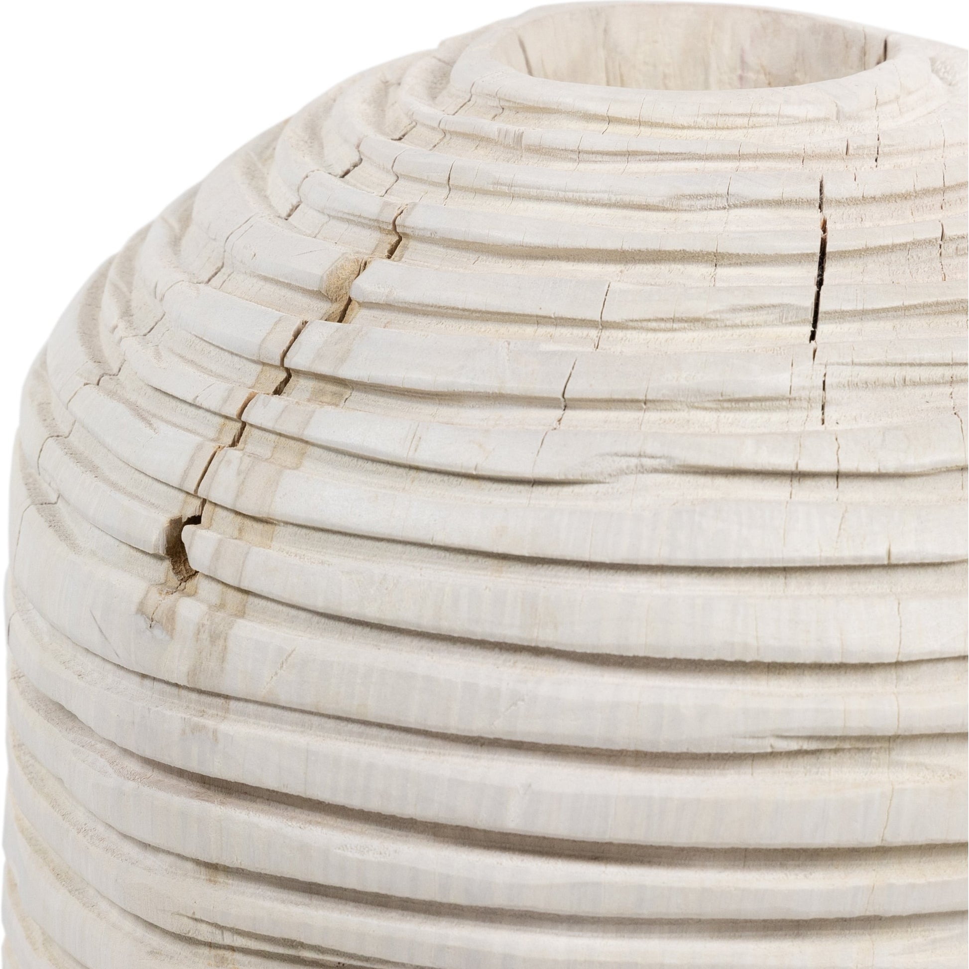 Beto Banded Vase by Four Hands in ivory. Made from solid mixed reclaimed wood in a cottage & farmhouse style.