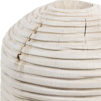 Beto Banded Vase by Four Hands in ivory. Made from solid mixed reclaimed wood in a cottage & farmhouse style.