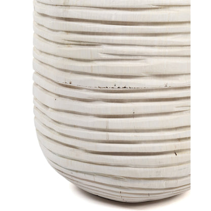 Beto Banded Vase by Four Hands in ivory. Made from solid mixed reclaimed wood in a cottage & farmhouse style.