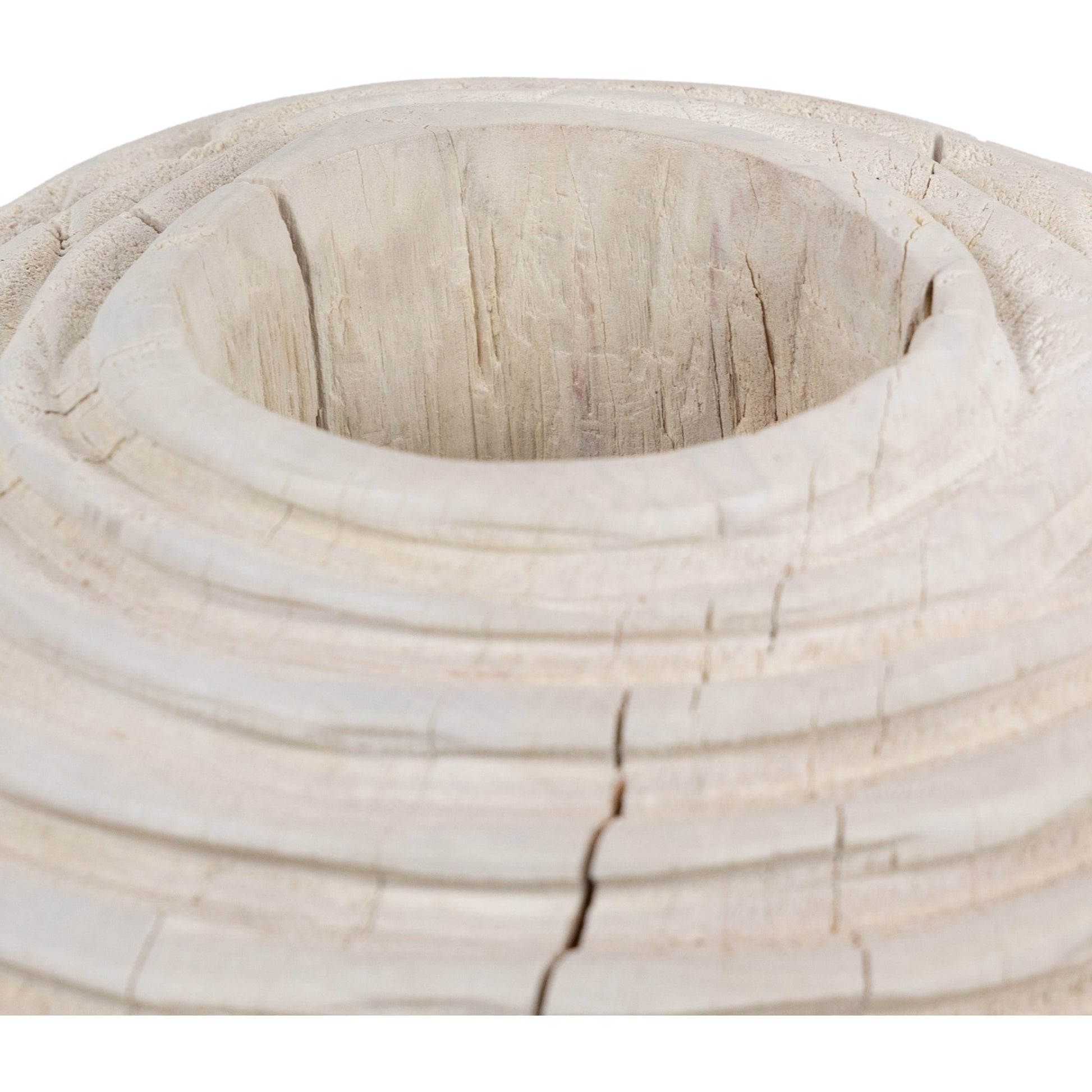Beto Banded Vase by Four Hands in ivory. Made from solid mixed reclaimed wood in a cottage & farmhouse style.