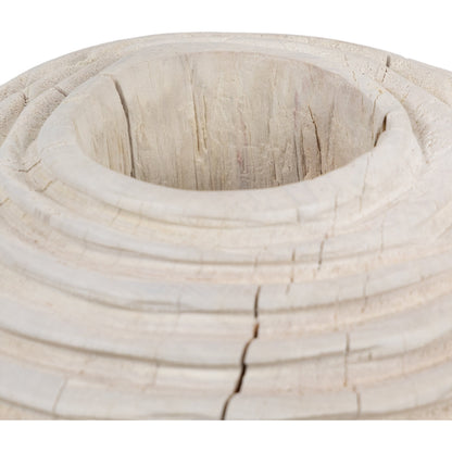 Beto Banded Vase by Four Hands in ivory. Made from solid mixed reclaimed wood in a cottage & farmhouse style.
