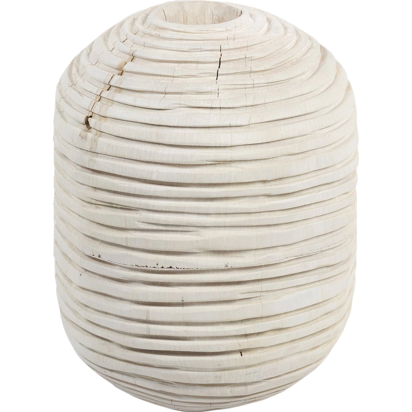 000 SI-1799402 | Additional Silo | Beto Banded Vase by Four Hands in ivory. Made from solid mixed reclaimed wood in a cottage & farmhouse style.