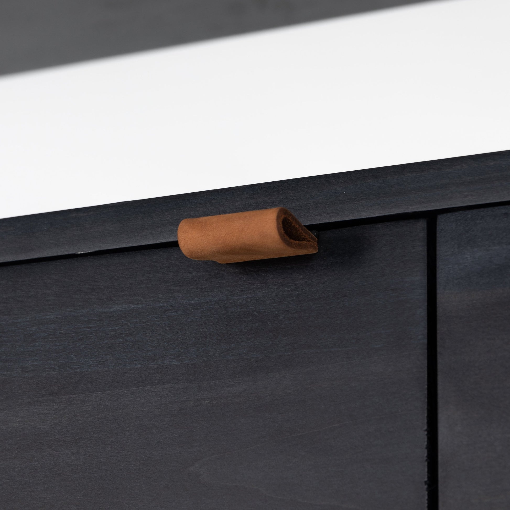 Trey Modular Wall Desk with 2 Bookcases by Four Hands. Made from solid poplar, top grain leather, iron in a modern style.