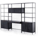 Trey Modular Wall Desk with 2 Bookcases by Four Hands. Made from solid poplar, top grain leather, iron in a modern style.