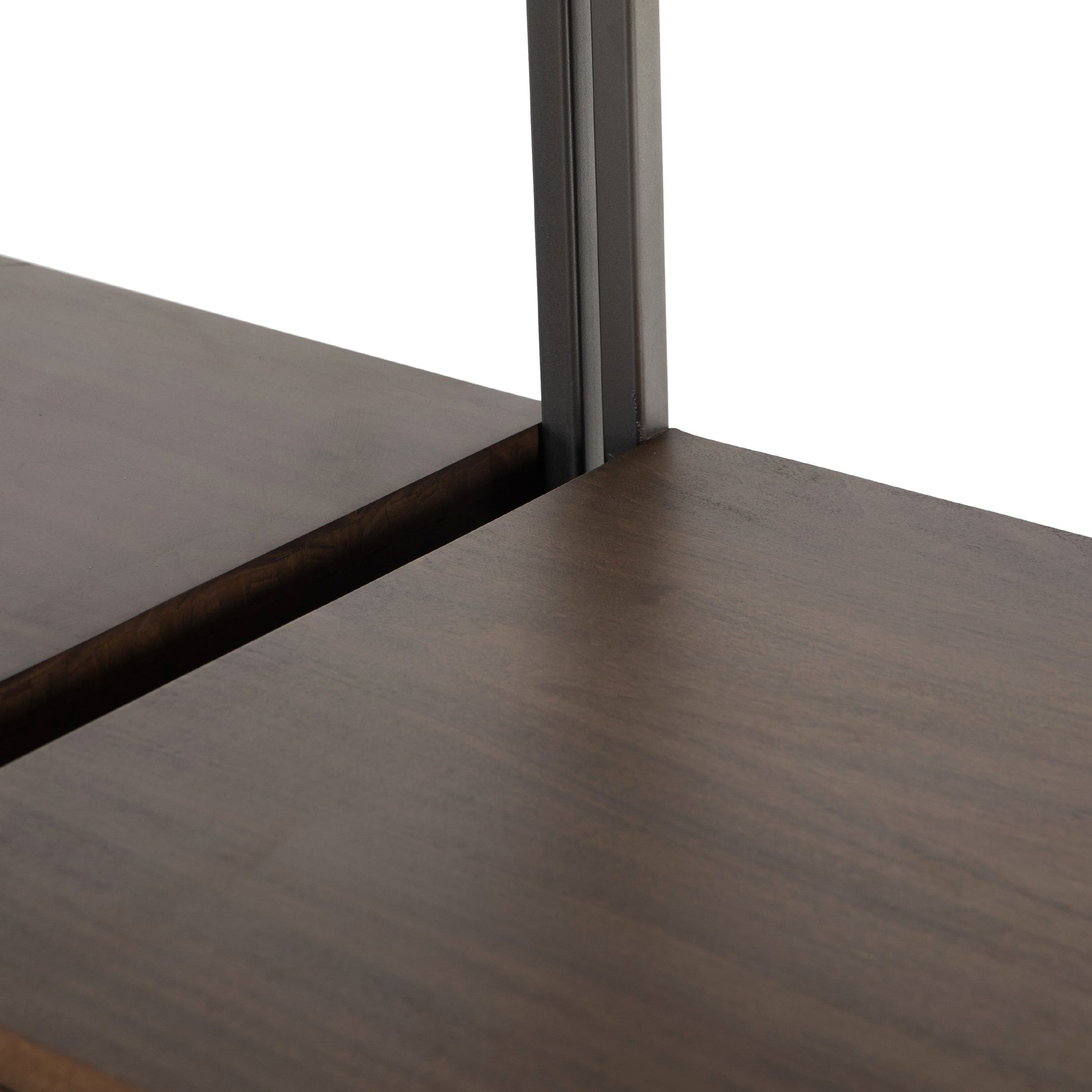 Trey Modular Wall Desk with 2 Bookcases by Four Hands. Made from solid poplar, top grain leather, iron in a modern style.
