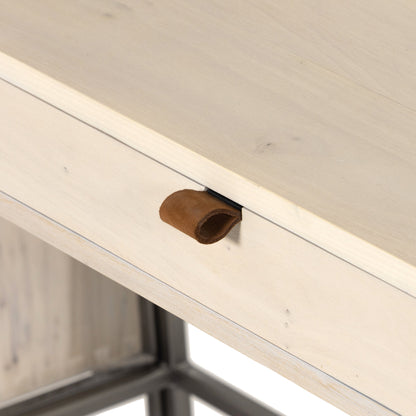 Trey Modular Wall Desk with 2 Bookcases by Four Hands. Made from solid poplar, top grain leather, iron in a modern style.