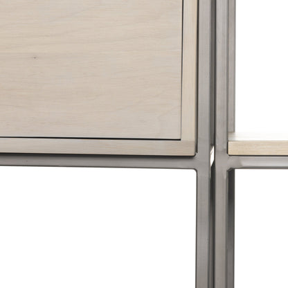 Trey Modular Wall Desk with 2 Bookcases by Four Hands. Made from solid poplar, top grain leather, iron in a modern style.